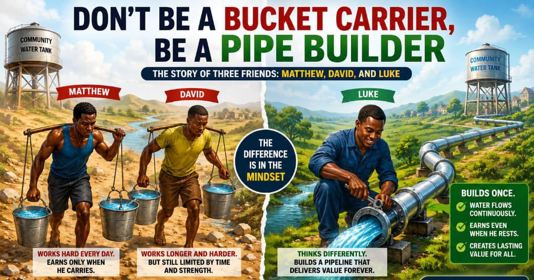 DON'T BE A BUCKET CARRIER, BE A PIPE BUILDER