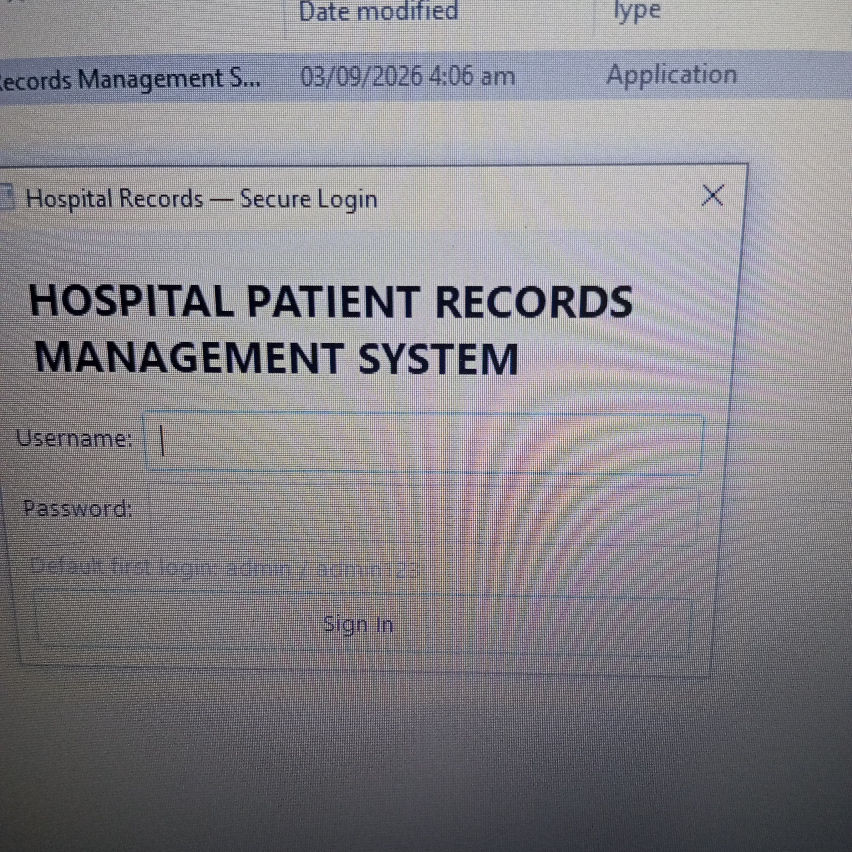 RECENTLY BUILT HOSPITAL RECORDS MANAGEMENT SYSTEM SOFTWARE